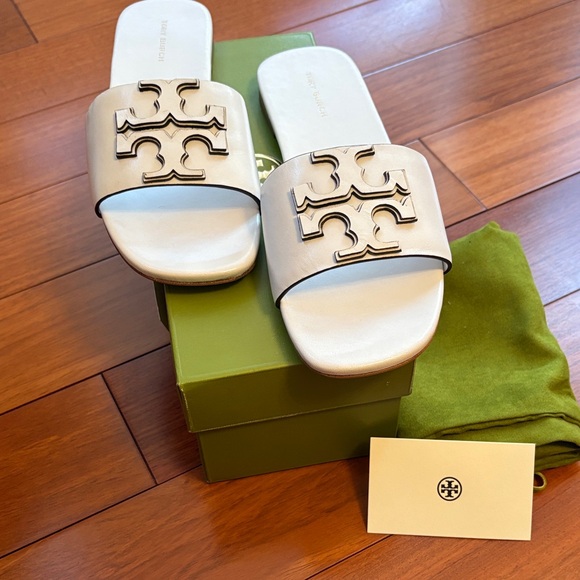 Tory Burch Shoes - Tory Burch Ines Single -Band Slide Sandals/ Gardenia